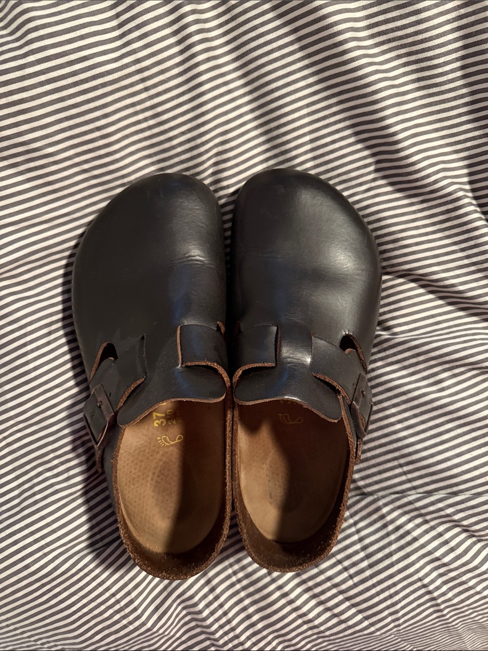 Birkenstock Dark Coffee Leather Slip-On Clogs with Buckle